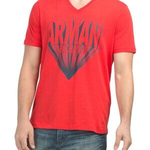 ARMANI EXCHANGE RED V-NECK T-SHIRT MEDIUM NWT